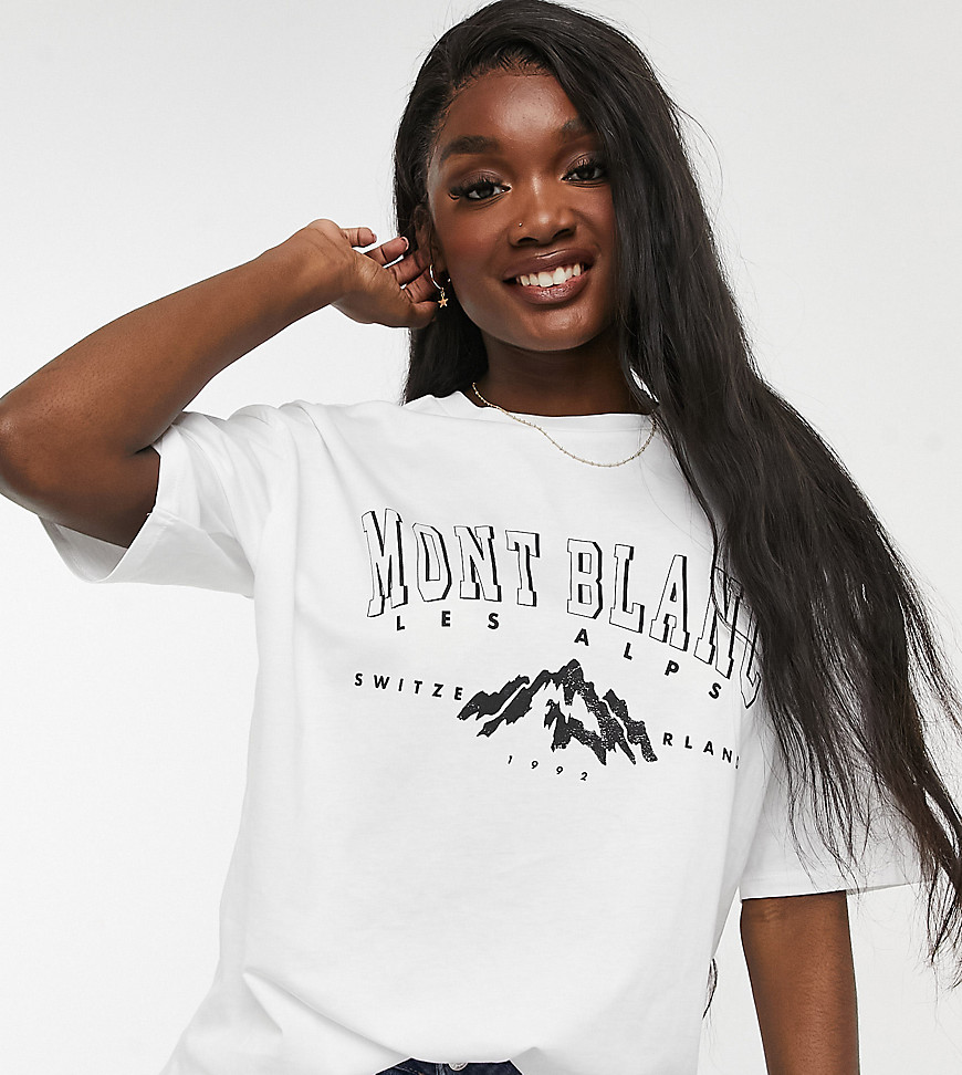 ASOS DESIGN Tall - Oversized T-shirt met vintage bergprint in wit