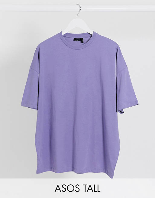 ASOS DESIGN Tall oversized t-shirt with crew neck in purple | ASOS