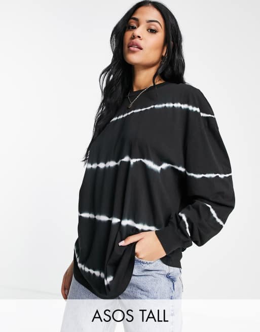 ASOS DESIGN Tall oversized t-shirt with long sleeve in mono tie dye 
