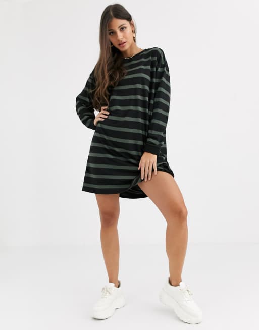 ASOS DESIGN Tall - Oversized t-shirtjurk met zwarte en kaki strepen, 4 van 4