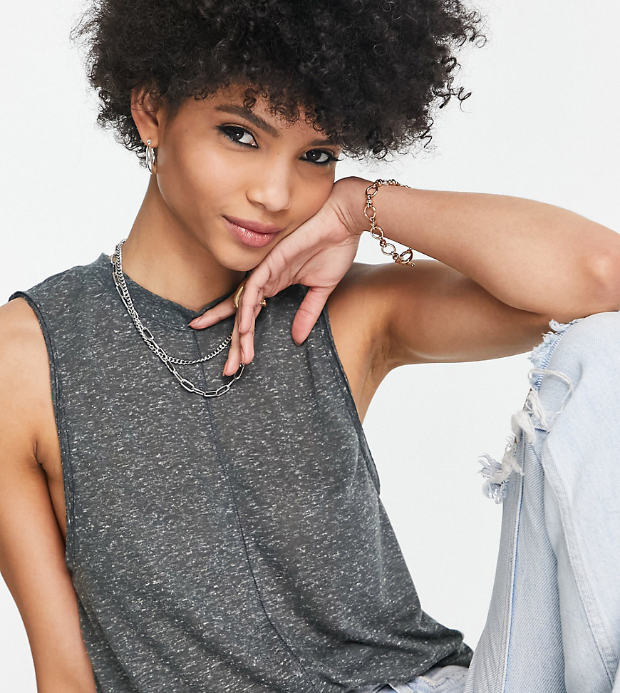ASOS Tall ASOS DESIGN Tall oversized tank top in linen mix in charcoal-Gray