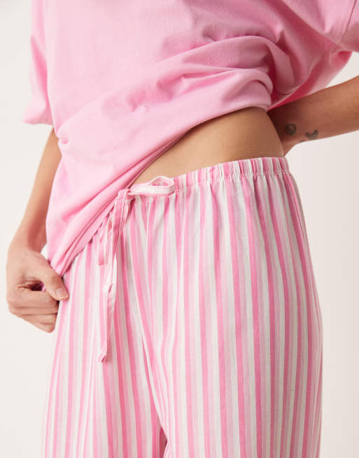 ASOS DESIGN Tall oversized tee and woven wide leg pants pajama set in pink pasta graphic