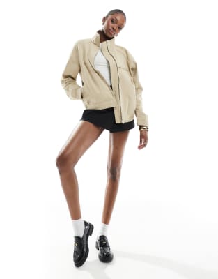 ASOS TALL ASOS DESIGN TALL OVERSIZED TWILL FUNNEL NECK JACKET 