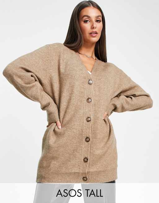 ASOS DESIGN Tall - Oversized vest met knoopsluiting in taupe
