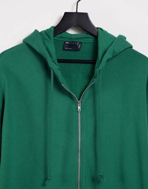 ASOS DESIGN Tall oversized zip up hoodie in green MGREEN