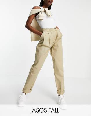 ASOS DESIGN Tall ovoid pleat front peg pant in sandstone 4190₽