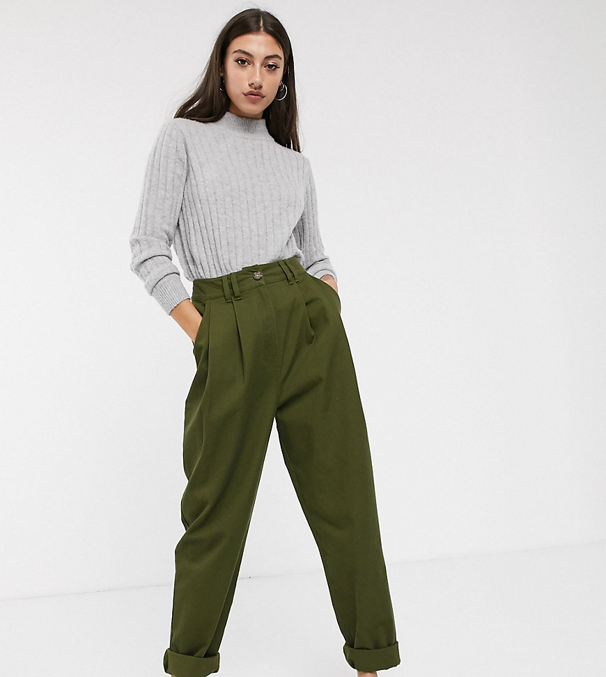 ASOS DESIGN Tall ovoid pleat front peg trouser in khaki-Green