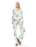 [ASOS Tall] ASOS DESIGN Tall pancakes long sleeve top & pants pyjama set in blue XS Blue