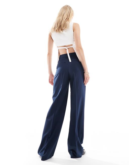 ASOS DESIGN Tall - Pantalon à pinces coupe ample ajustée - Bleu marine, 4 de 5