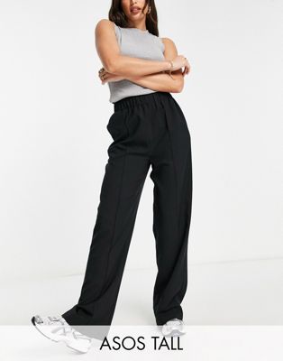 ASOS DESIGN Tall elastic waist tailored trouser in black - ASOS Price Checker