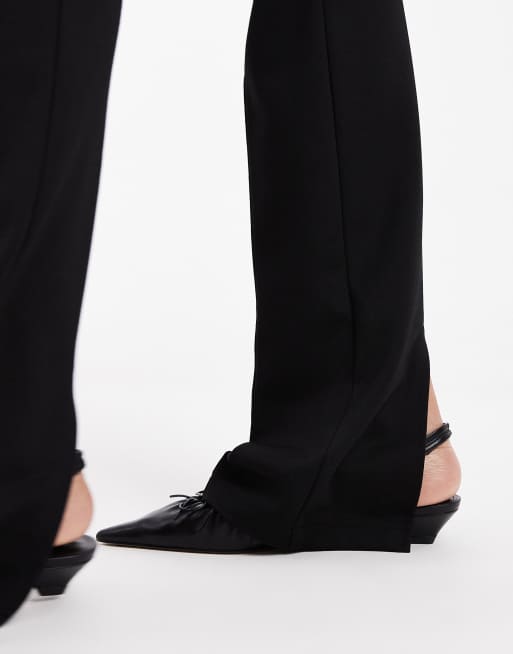 ASOS DESIGN Tall - Pantalon ajusté élégant en maille point de Rome avec fente - Noir, 2 de 5