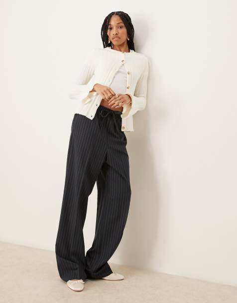 ASOS DESIGN Tall - Pantalon ajusté rayé à enfiler - Bleu marine - view 1