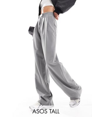 ASOS DESIGN Tall formal wide leg trouser in grey - ASOS Price Checker