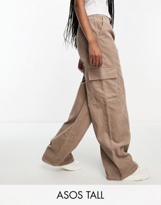ASOS DESIGN Tall cord pull on cargo trouser in biscuit - ASOS Price Checker