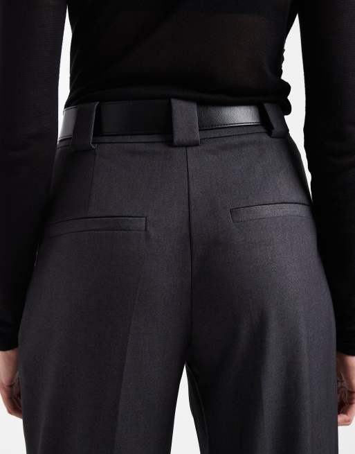 ASOS DESIGN Tall - Pantalon ceinturé droit et élégant avec taille haute - Anthracite chiné, 5 de 5