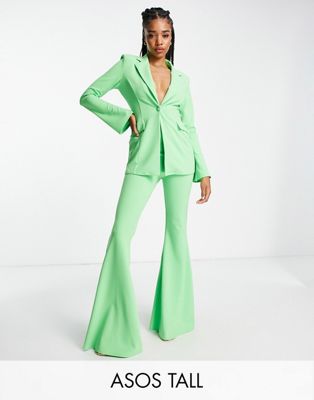 ASOS DESIGN Tall jersey super flare suit pants in summer green - ASOS Price Checker