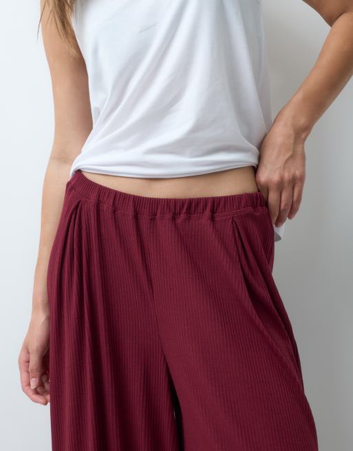 ASOS DESIGN Tall pantalon de pyjama large côtelé à assortir en figue, 3 de 4