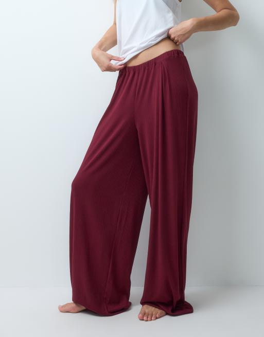 ASOS DESIGN Tall pantalon de pyjama large côtelé à assortir en figue, 4 de 4