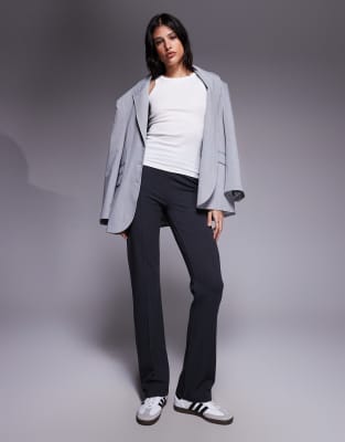 ASOS DESIGN Tall - Pantalon droit à plis nervurés - Anthracite-Gris