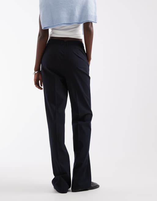 ASOS DESIGN Tall pantalon droit ample à rayures bleu marine, 4 de 5