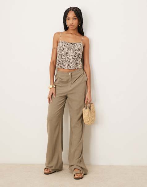 ASOS DESIGN Tall - Pantalon droit décontracté en lin mélangé - Kaki - view 1