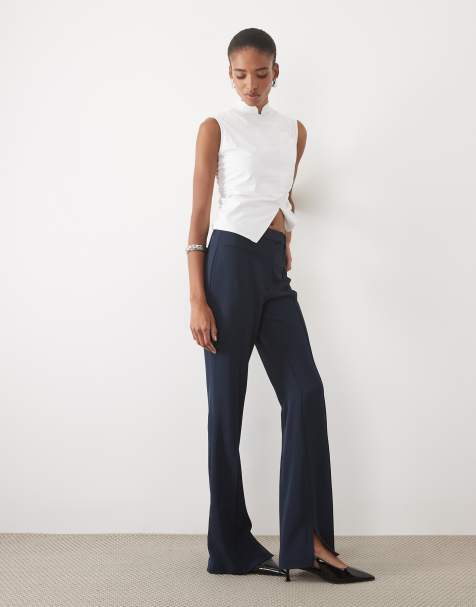 ASOS DESIGN Tall pantalon évasé ajusté et fluide bleu marine - view 1