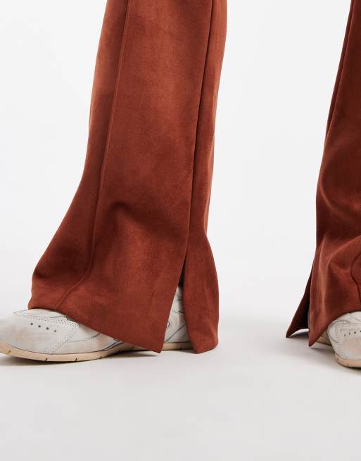 ASOS DESIGN Tall - Pantalon évasé en suédine avec poches plaquées - Marron, 5 de 5