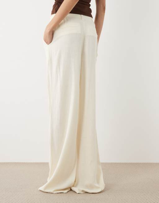 ASOS DESIGN Tall - Pantalon large à pinces en lin mélangé - Crème, 5 de 5