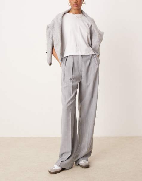 ASOS DESIGN Tall - Pantalon large à pinces - Gris à rayures - view 1