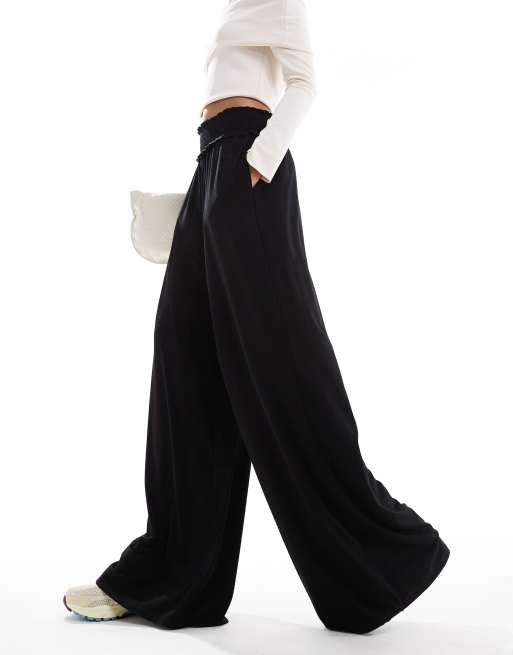 ASOS DESIGN Tall Pantalon large à taille froncée Noir ASOS