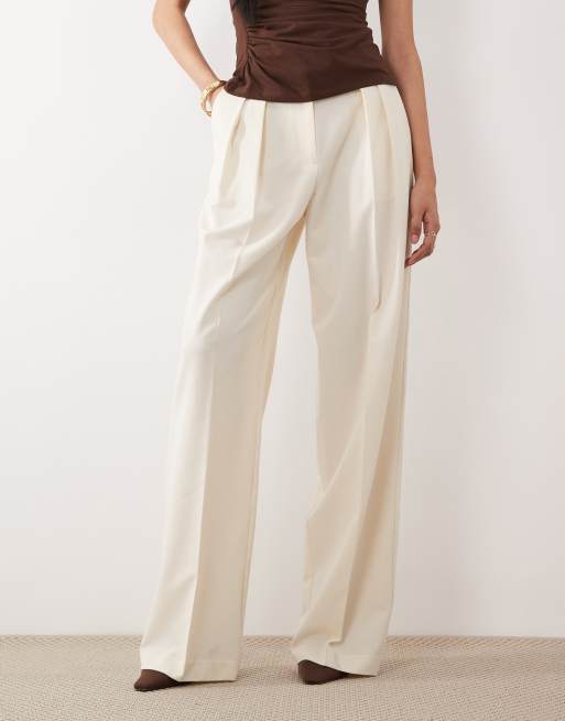 ASOS DESIGN Tall - Pantalon large et habillé à pinces - Crème, 2 de 5