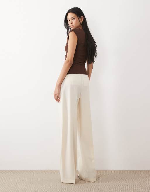 ASOS DESIGN Tall - Pantalon large et habillé à pinces - Crème, 5 de 5
