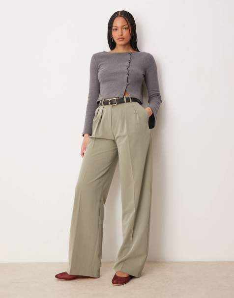 ASOS DESIGN Tall - Pantalon large habillé à pinces - Pistache - view 1