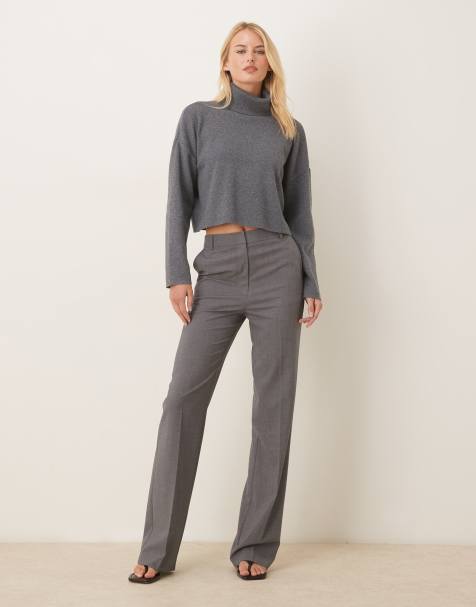 ASOS DESIGN Tall - Pantalon met rechte pijpen in grijs - view 1
