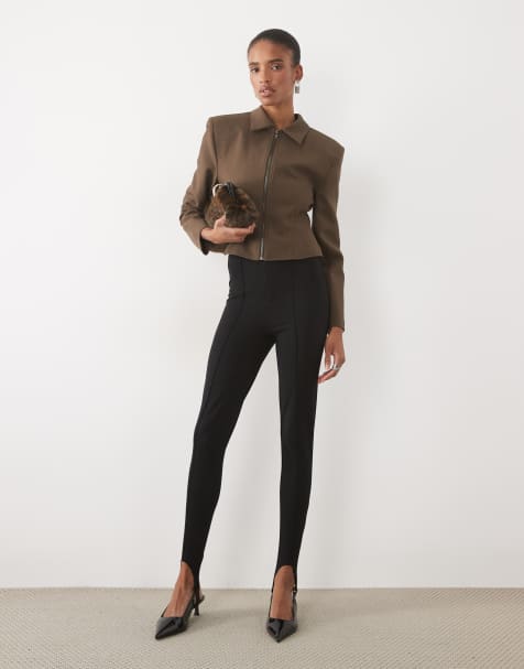 ASOS DESIGN Tall pantalón pitillo con estribo de tejido ponte en negro - view 1