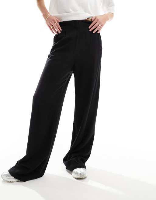 Pantalon taille haute top noir femme