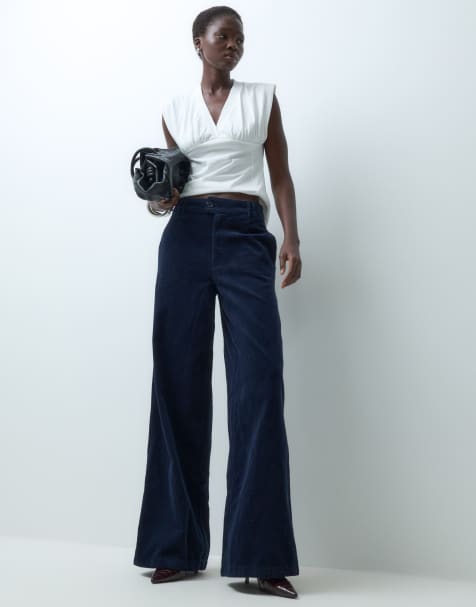 ASOS DESIGN Tall pantalones de pernera recta en pana azul marino - view 1