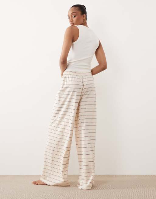 ASOS DESIGN Tall - Pantalones de pijama color crema a rayas de algodón Mix & Match, 4 de 4