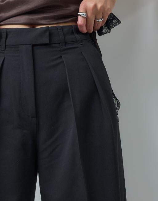 ASOS DESIGN Tall pantalones de sastre de pernera ancha con detalle de pinzas en negro, 5 de 5