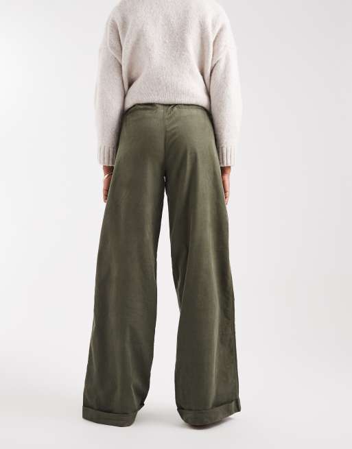 ASOS DESIGN Tall - Pantaloni a fondo ampio con orlo con risvolto a coste kaki , 3 di 5