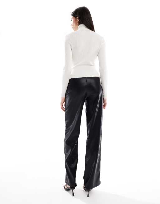 ASOS DESIGN Tall - Pantaloni a fondo ampio in pelle sintetica neri, 4 di 5