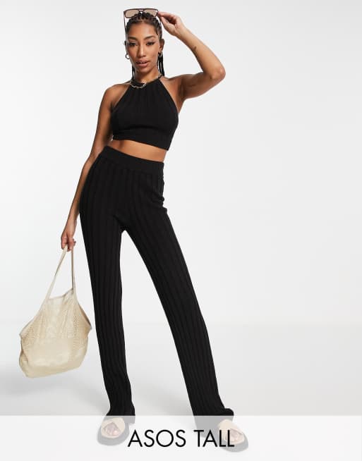 ASOS DESIGN Tall - Pantaloni a fondo ampio in tessuto bouclé con filato naturale in coordinato