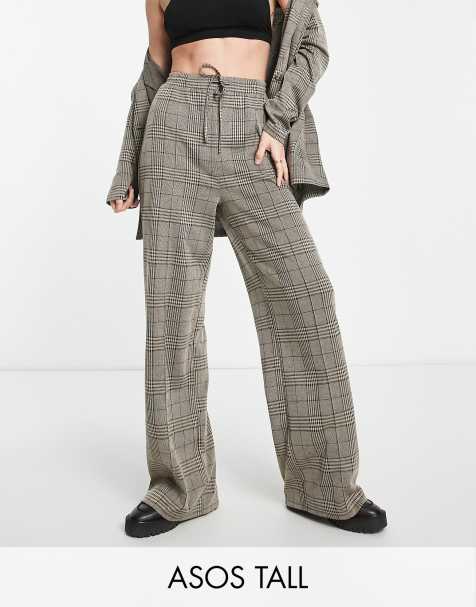 ASOS DESIGN Tall - Pantaloni con fondo ampio extra larghi in jersey color salvia a quadri - view 1