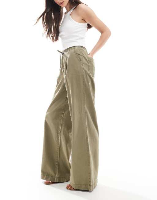 ASOS DESIGN Tall - Pantaloni con fondo ampio morbidi kaki slavato, 4 di 5