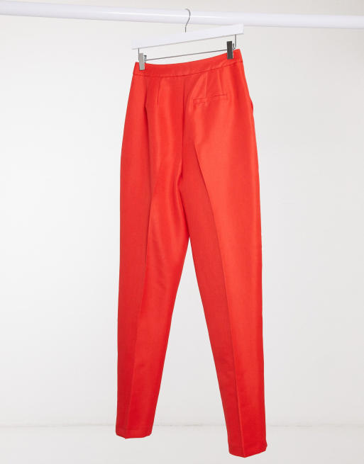 ASOS DESIGN Tall - Pantaloni da abito dad fit slim stretti rossi, 2 di 4