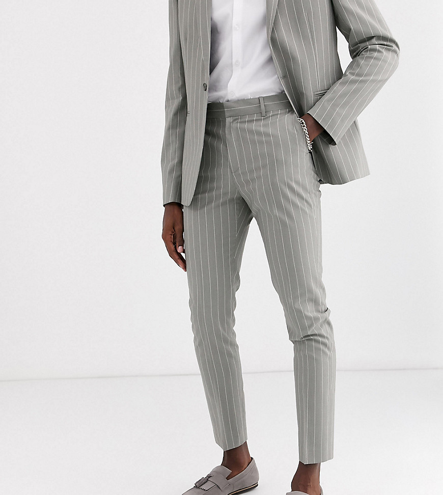 ASOS DESIGN Tall - Pantaloni da abito skinny in morbido tessuto grigio gessato