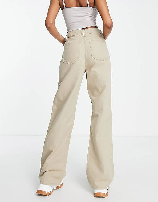 Pantaloni a fondo ampio color talpa Asos Donna Abbigliamento Pantaloni e jeans Pantaloni Pantaloni a zampa 