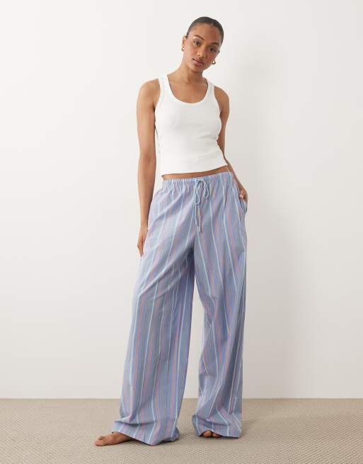 ASOS DESIGN Tall - Pantaloni del pigiama a righe sottili blu multicolore
