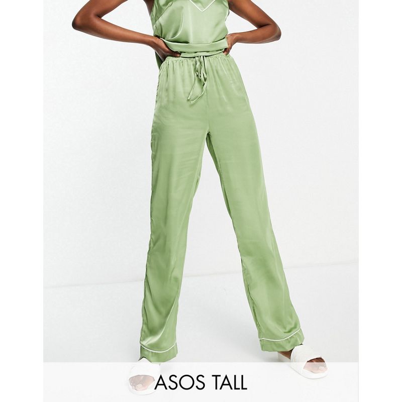 DESIGN Tall - Pantaloni del pigiama mix & match in raso verde salvia