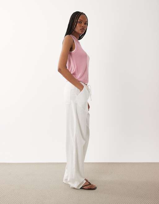 ASOS DESIGN Tall - Pantaloni effetto lino bianco sporco, 2 di 5